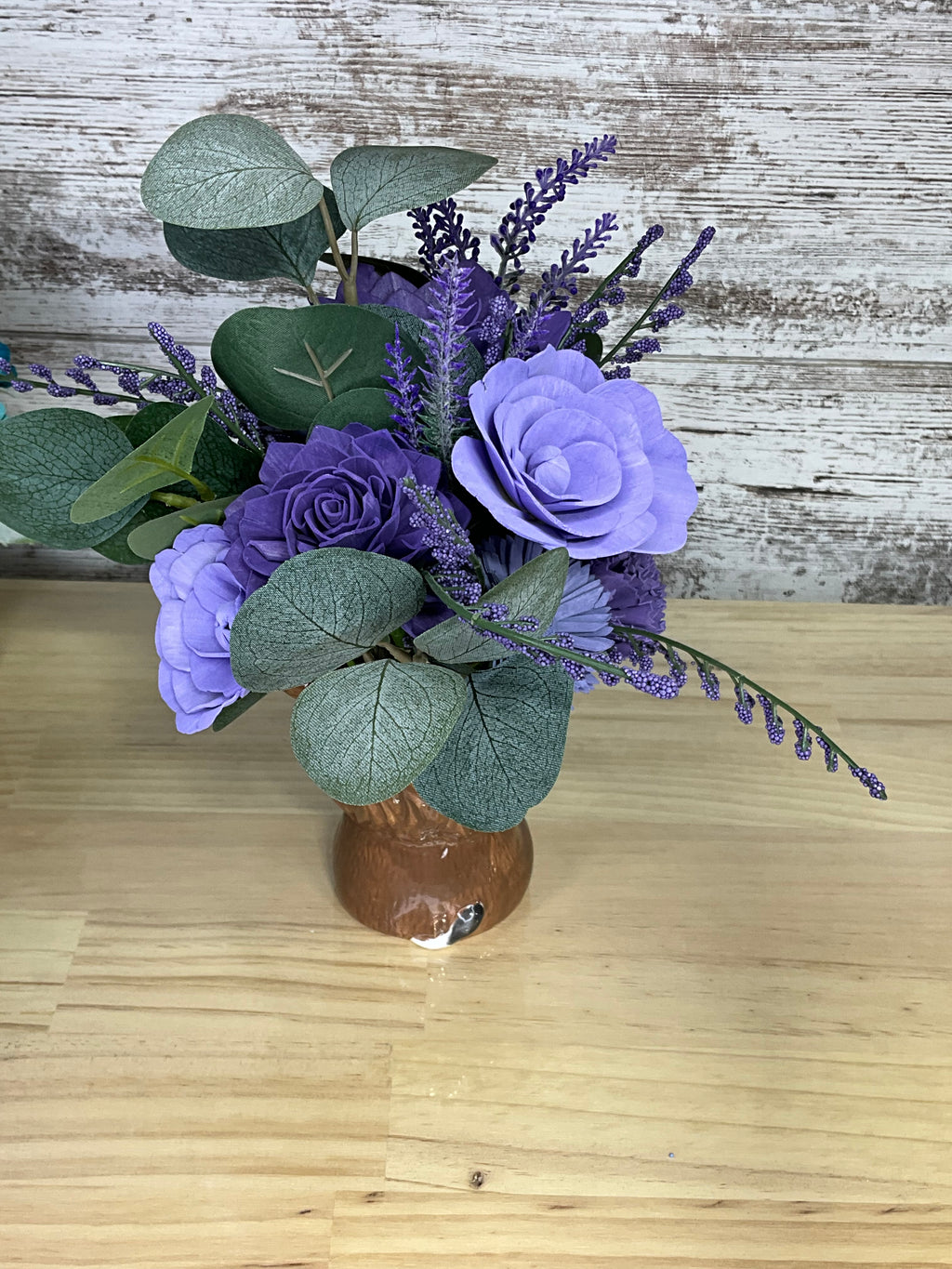 Lavender Highland Cow Ceramic Vase Arrangement