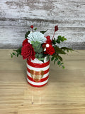 Candy Stripe Vase Sola Wood Flower Arrangement – Red, White & Ice Blue