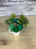 Emerald Garden Sola Wood Flower Arrangement in Ceramic Mushroom Mug