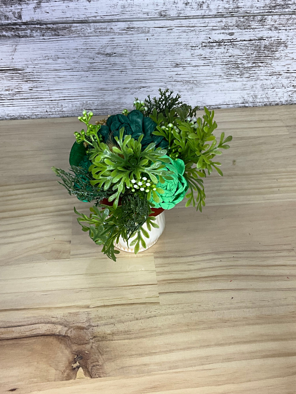 Emerald Garden Sola Wood Flower Arrangement in Ceramic Mushroom Mug