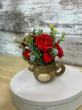 Highland Sweetheart | Red Sola Wood Flower Arrangement