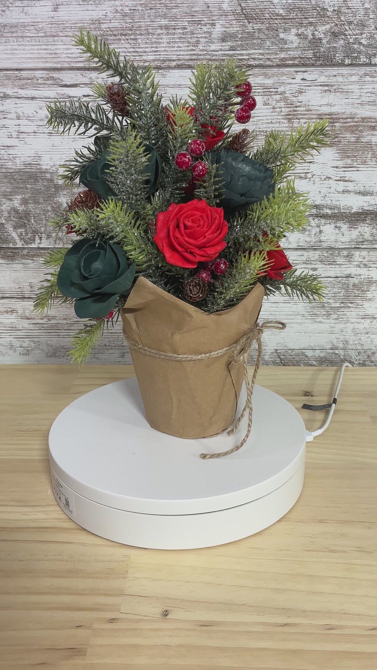 Evergreen Noel Christmas Sola Wood Flower Arrangement