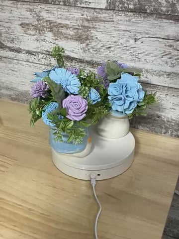 Feeling Blue Gnome Duo | Sola Wood Flower Arrangement
