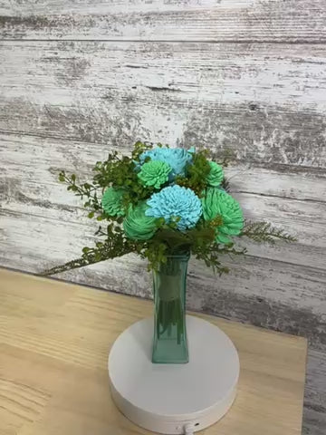 Spring Meadow — Mint & Sky Blue Sola Wood Flower Arrangement