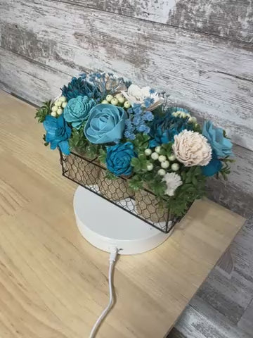 Something Blue — Teal & Cream Sola Wood Flower Centerpiece